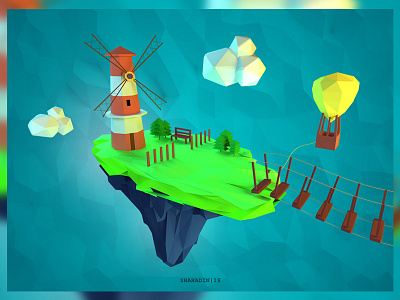 Low Poly Windmill 3d blender environment graphics design low poly minimalist modeling windmill