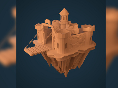 Low poly Castel 3d blender cartoon design environment graphics design low poly minimalist modeling