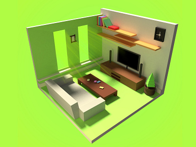 Isomatric Room 3d blender environment minimalist