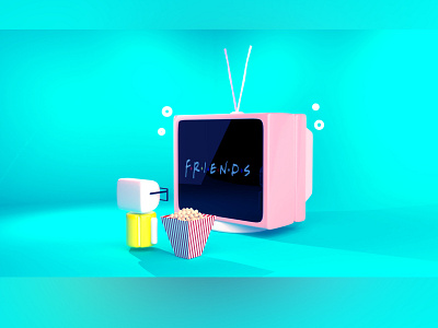 What else needed when you have friends. 3d avatars blender environment minimalist modeling
