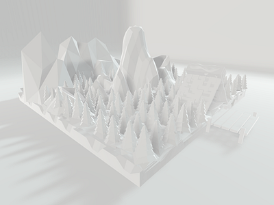 lowpoly mountain on the way 3d blender environment graphics design low poly minimalist modeling