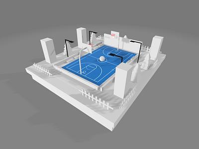 Lowpoly Minimalist Basketball on the way 3d blender design environment graphics design low poly minimalist modeling