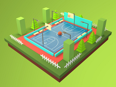 Lowpoly Minimalist Basket Ball 3d blender design environment graphics design low poly minimalist modeling