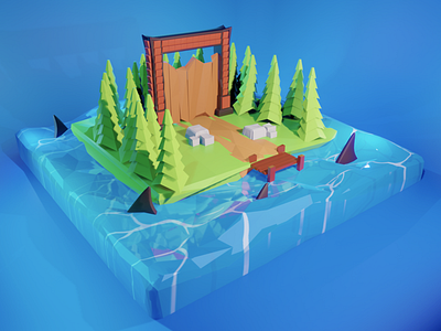 low poly 3d Island 3d blender design environment graphics design low poly minimalist modeling