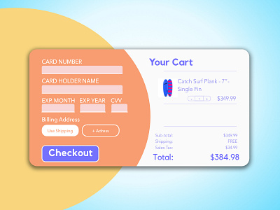 Daily UI 002, Credit Card Checkout bright checkout colors dailyui summer ui