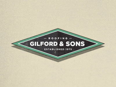 Gilford & Sons Logo *Final black construction green logo retro roofing tan vintage