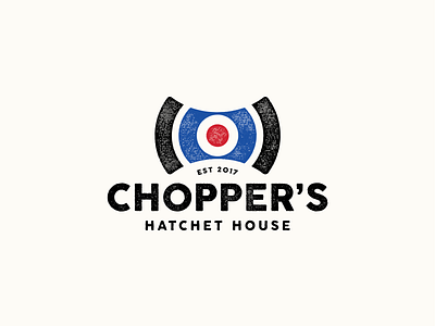 Chopper's Hatchet House Logo axe axe throwing branding identity logo target