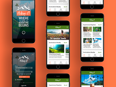 Hiking it! - App Development app design app development branding design hiking logo prototype startup ui design usability ux design