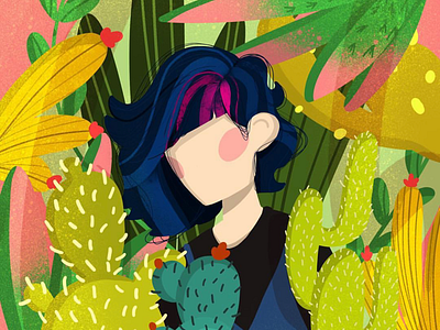 Blossom art blossom cactus colors digital art green illustration procreate selfpotrait