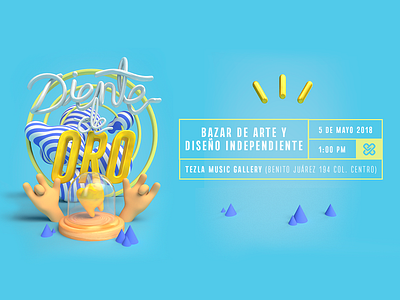 Diente de Oro 3d animation cinema 4d cute design designer graphic design illustration logo maxon méxico poster render typography