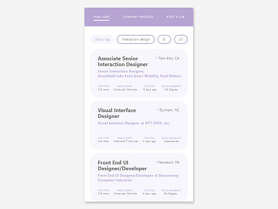 Daily UI #050 - Job Listing ad app daily ui daily ui challenge design interface job listing mobile search typography ui ux