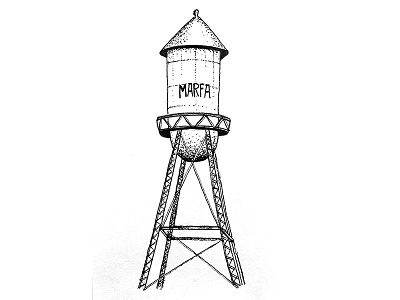 Marfatower illustration ink drawing marfa marfa texas stippling