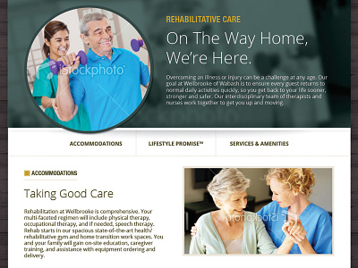 Retirement Community Subpage retirement community website design