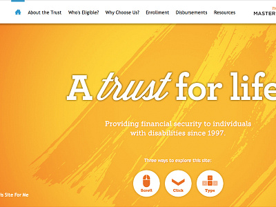 The Arc of Texas Master Pooled Trust fixed navigation landing page microsite single page smooth scrolling