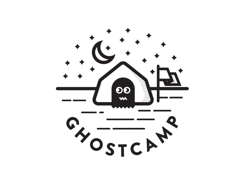 Ghostcamp - More illustration camping ghost flag moon stars night camp icons logo branding identity
