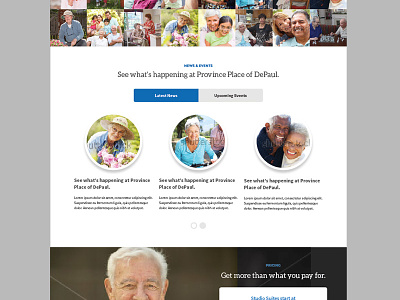 Landing v2 landing page news section retirement community senior living tabs ui web design