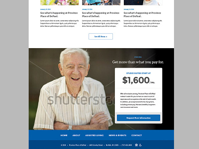 Landing Footer footer landing page retirement community senior living ui web design