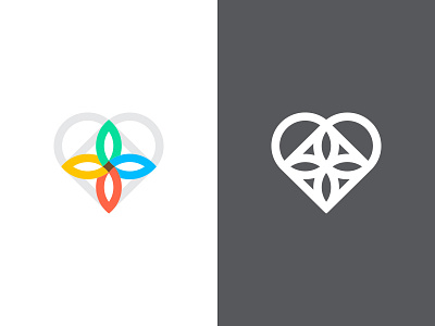 Reverse center christianity colorful cross family heart logo love
