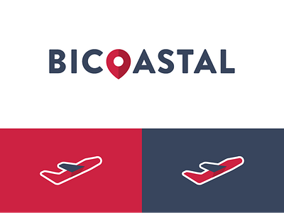 Bicoastal Logo flat logo map marker minimal plane simple travel usa