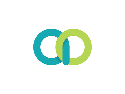 A O blue branding flat green logo minimal shadows