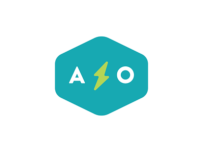 A O + Trendy Shield blue branding green lightning bolt logo shield