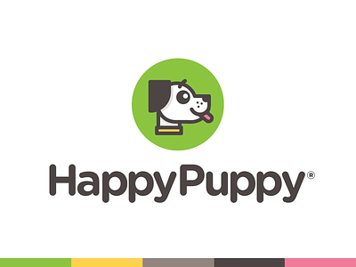 HappyPuppy app branding collar color palette dog happy lockup logo logotype mark puppy tongue