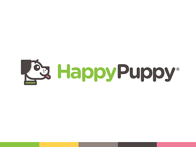 HappyPuppy Horizontal app branding collar color palette dog happy lockup logo logotype mark puppy tongue