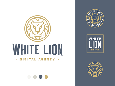 White Lion Full 3 brand circle lion logo symmetry