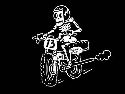 Live Fast, Die Happy flat track gasoline and us illustraion motorcycles skeleton typography