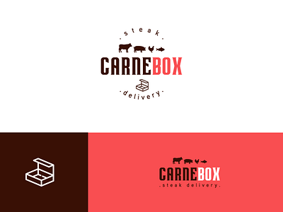 Logo Startup Carne Box delivery design eat goiânia jorge silva logo startup startup branding startup delivery startup logo steak
