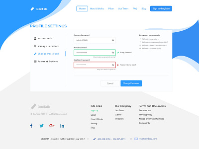 Profile Settings Change Password design ui ux