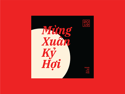 Happy Year of the Pig lunar new year moon typography vietnamese year of the pig