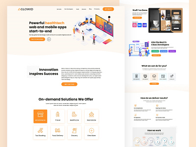 Aglowid Landing Page Redesign custom design homepage design homepage ui icon design interface design it company mobileappdesign service services page social uiuxdesign webdesignagency webpage
