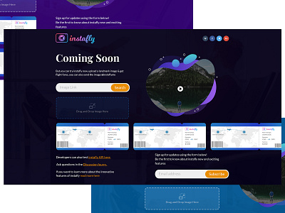 Instafly - Landing Page coming soon page concept app landing design landing page landing page concept organic art travel app typogaphy ui ux user ui. website concept