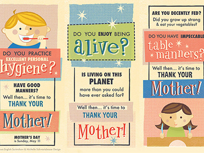 Mother's Day Retro Ads 60s character cute illustration mid century mod retro vector vintage