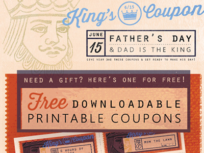Father's Day free downloadable coupons! collateral coupons design fathers day free gift illustration printable signage