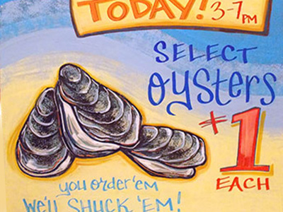 Oyster Sign painting sign illustration retail food lettering hand type color chalk