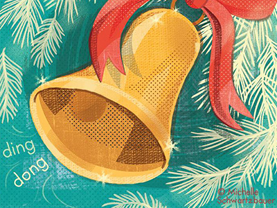 Christmas Bell holiday christmas vintage retro bell music illustration texture design