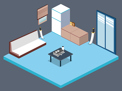 Isometric Flat Room Design