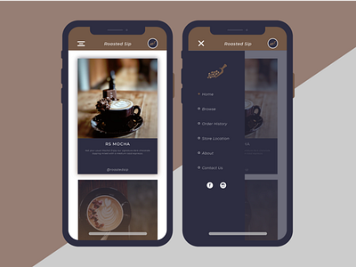 Roasted Sip UI/UX Design coffee iphonex mobile roasted sip ui ux design