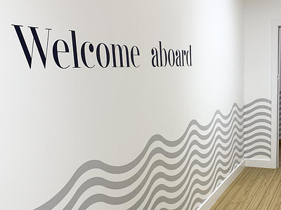 Welcome aboard - Quayside Orthodontics brand identity dental branding dentist branding environment design featured wall mural design waves welcome