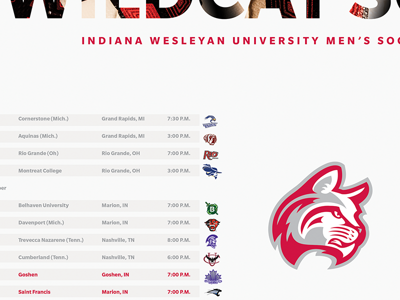IWU Soccer Schedule Poster White by Zach Grantham for Eden on Dribbble