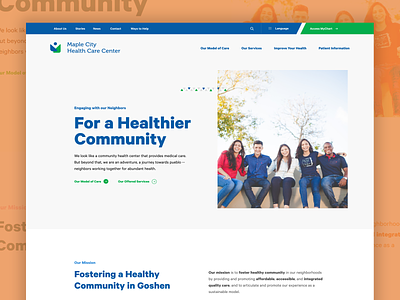 Maple City Health Care Center clean clinic community healthcare hero hispanic indiana medicine midwest navigation simple typography ui ux website