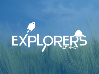 Explorers Children's Logo children church eden creative hat illustration kids logo magnifying glass rocket