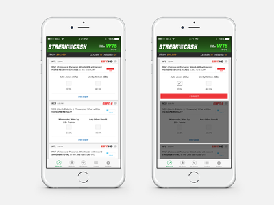 ESPN Streak for the Cash App app box branding design espn fantasy flat green ios red sports typography
