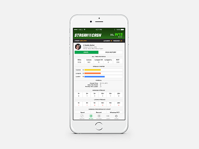 Streak For The Cash App - My Entry app branding clean design eden creative flat game green ios sports