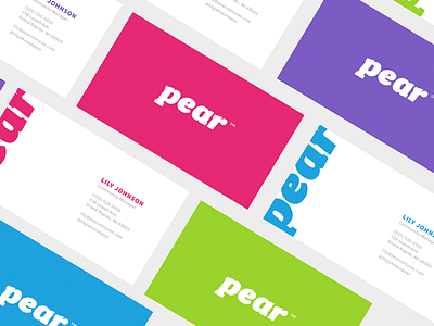 Pear Branding blue business card design eden creative fruit logo mark pear pink purple typography