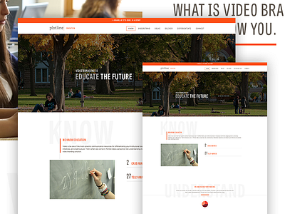 Plotline Education Video Branding branding clean education grid info one page orange video web