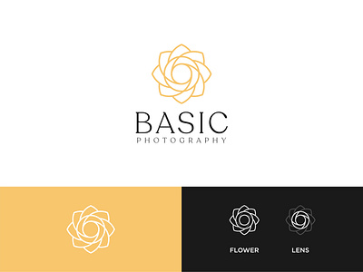 Basic Photography Logo brand identity branding company logo design dribbble flower logo geometry golden ratio graphic design lens logo logo design logo idea monoline photography wedding