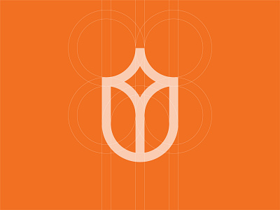 Tulip Star Logo Construction beautiful best logo brand identity branding dribbble floral flower line logo logo construction logo design logo idea minimalist logo monoline netherlands orange star starlight tulip tulips